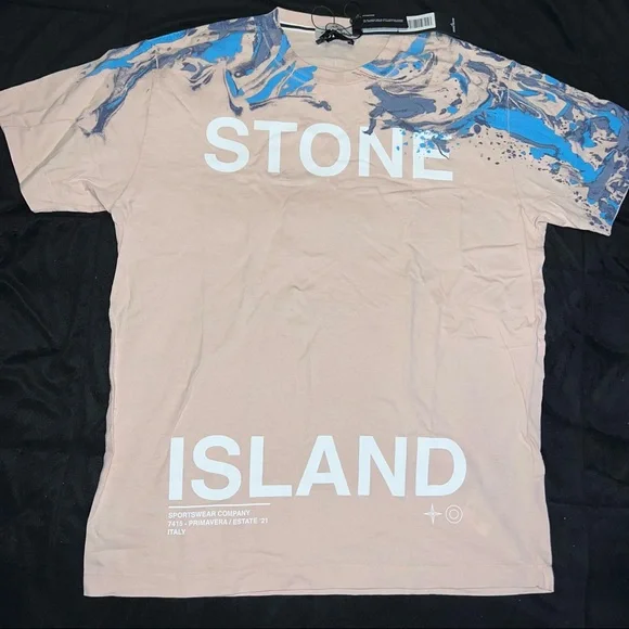 NEW STONE ISLAND Big Print Pink Paint Tee T-Shirt size XL